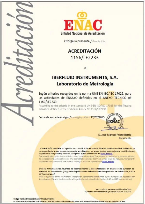 Acreditación ENAC 1156/LE2233