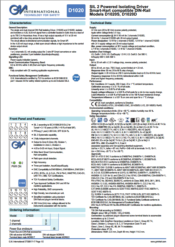 pdf Aislador galvánico D1020D