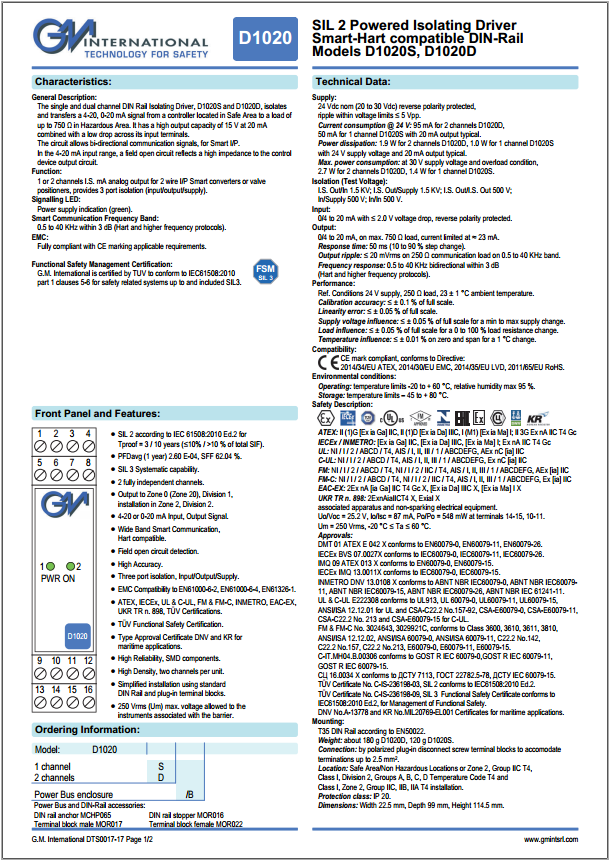 pdf Aislador galvánico D1020S