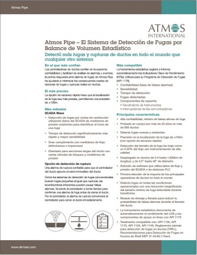 Atmos Pipe-El sistema de Detecciu00f3n de Fugas por Balance de Volumen Estadu00edstico